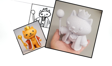 Cat 3d printed, from drawing