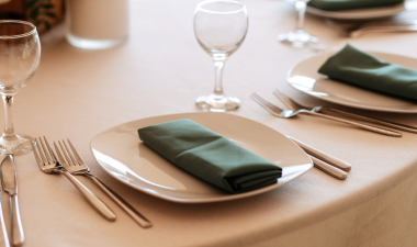 Plate, napkin, and utensils