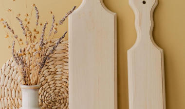 Paddles next to decorative plant