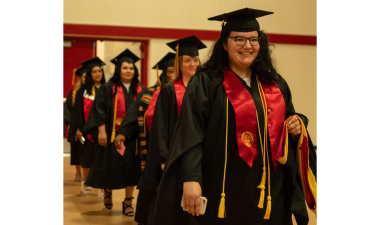Students walking at graduation