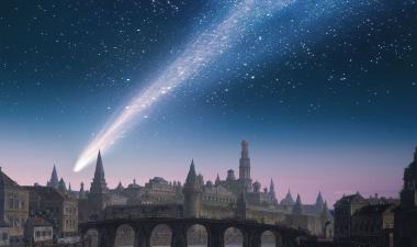 Comet flying through the sky