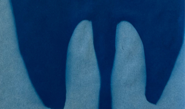 Mayra Soria's thumbs captured in cyranotype