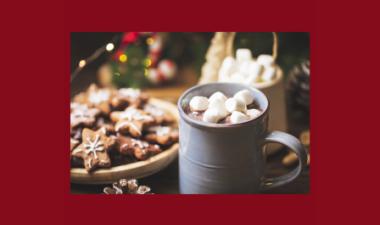 Hot cocoa, marshmallows, and cookies
