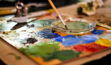 Paint covering brush and clipboard