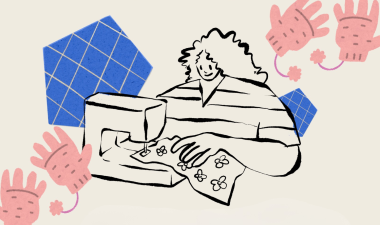 Person using a sewing machine