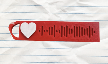 Spotify Code laser engraved on wooden keychain