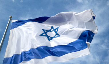 A flag of Israel waving in the wind.
