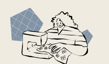 A person sewing