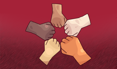 People of color fist bumping in solidarity
