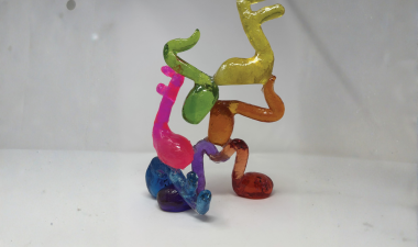 Hidden Melody, Resin, Glass Chips, and Alcohol Ink, 2025