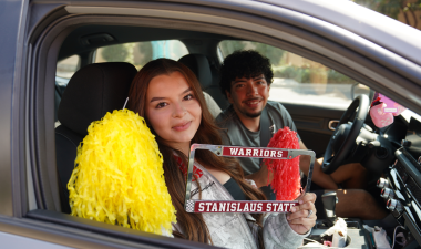 Two students in a car