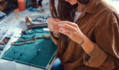 Person making a bracelet