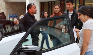 University Police Officer with students