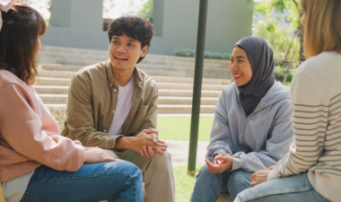 Small group of people talking