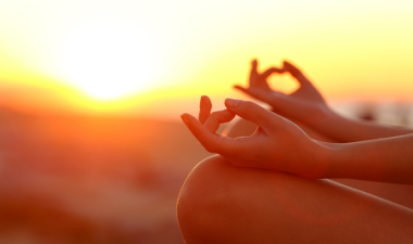 Yoga pose with a sunset