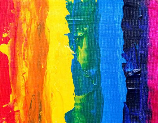 Paint arranged in a rainbow