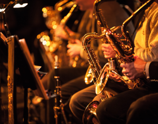 Students playing the saxophone.