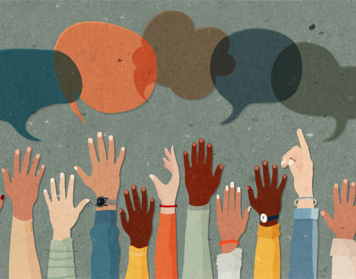 People raising their hands