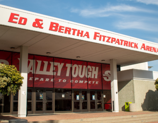 An exterior view of the Fitzpatrick Arena