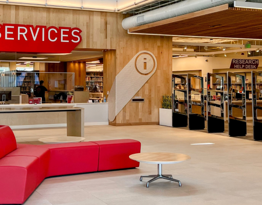 Stan State library lobby.