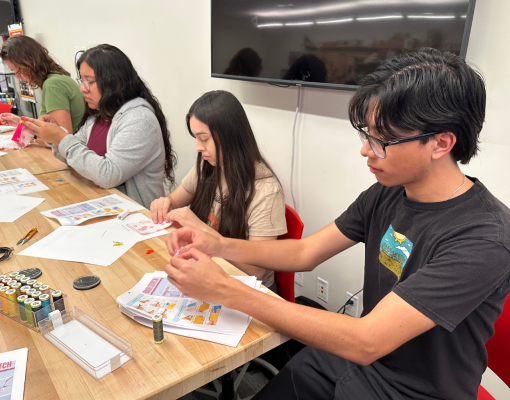 Students sewing at the Fab Lab