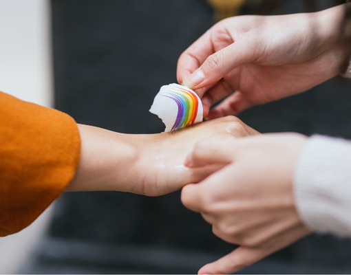 A person getting a temporary tattoo