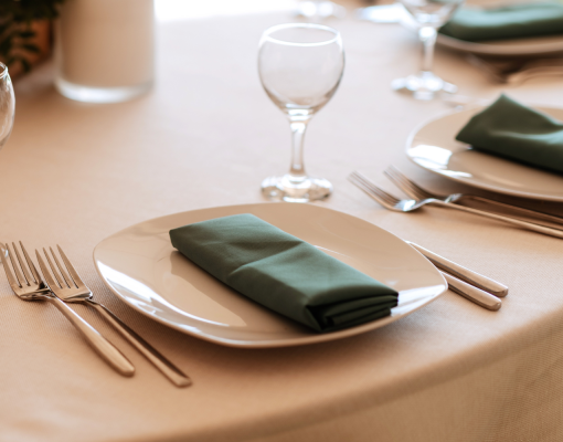 Plate, napkin, and utensils