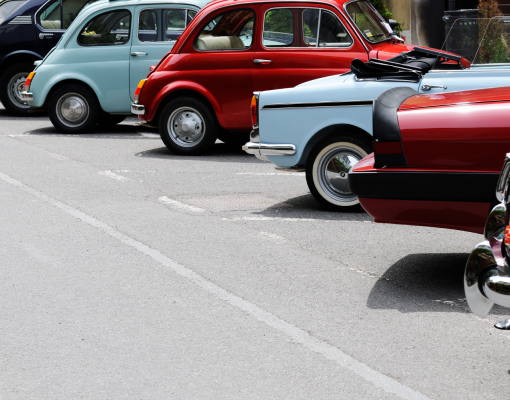 Cars parked in a row