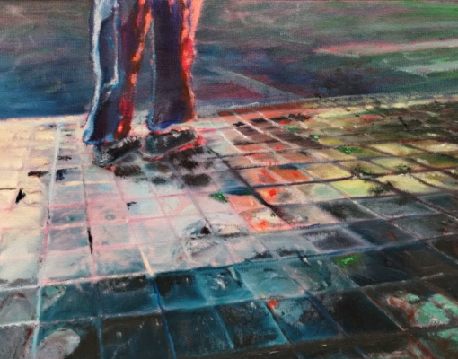 Night crossing 14x20in oil paint on canvas 2025