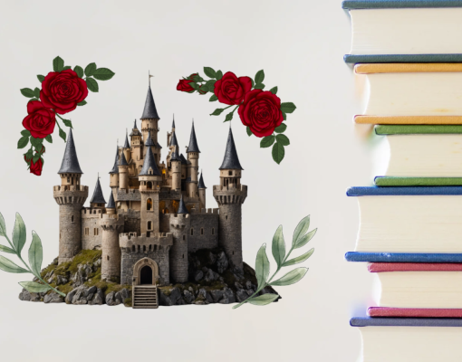 A castle and a stack of books