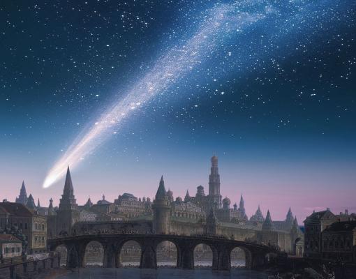 Comet flying through the sky