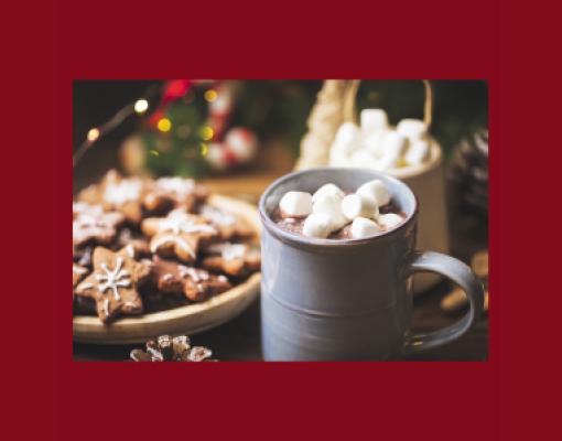 Hot cocoa, marshmallows, and cookies