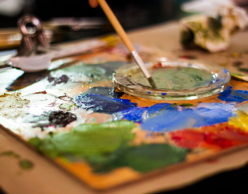 Paint covering brush and clipboard