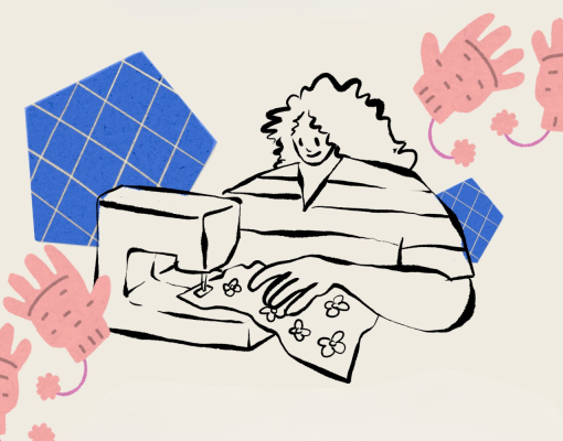 Person using a sewing machine