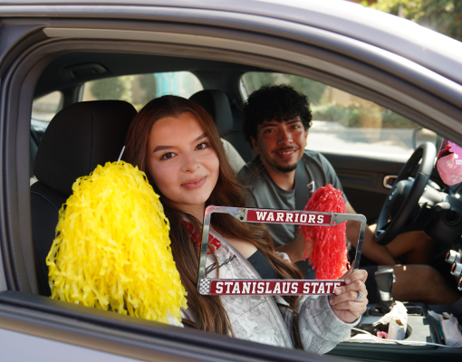 Two students in a car