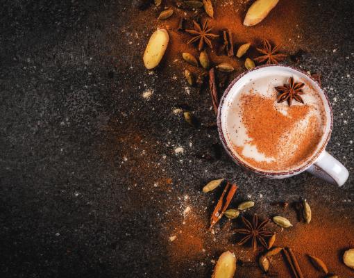 Mug of chai with spices