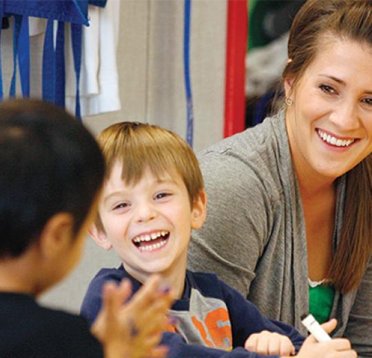 undergrad student working in Child Development Center