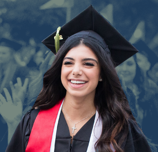 graduate in cap and gown