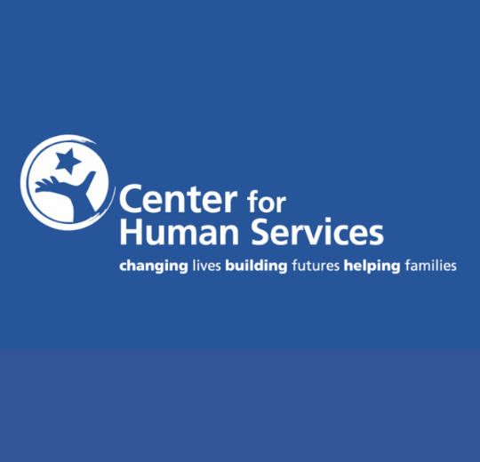 logo to left of hand reaching for star. Text that says Center for Human Services with the tagline changing lives building futures helping families