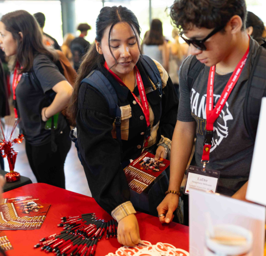 Students attending event