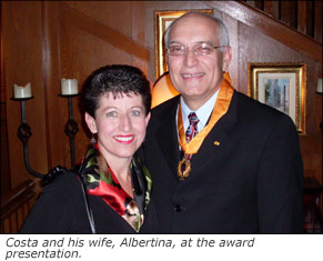Costa and his wife, Albertina, at the award presentation.